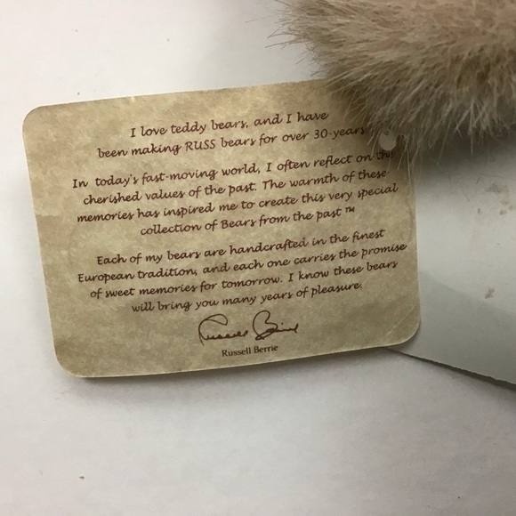 Teddy Bear, Trafalgar Russ Berrie & Co. 16” cuddly soft unjointed bear. NWT - Picture 9 of 9